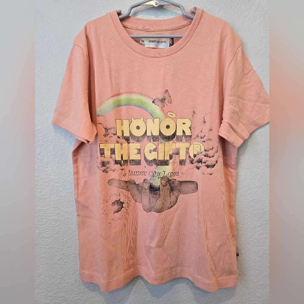 Honor The Gift Peach Kids Graphic T-Shirt Size 10 NWT
